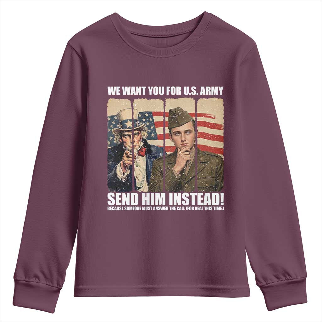 Send Barron Youth Sweatshirt We Want You For US Army TS14 Maroon Print Your Wear