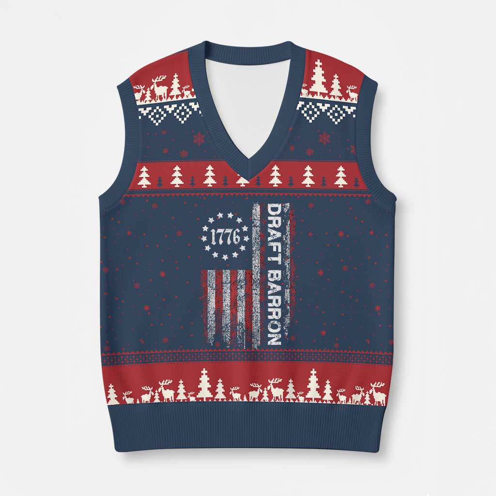 Draft Barron V-Neck Knit Sweater Vest Anti War Send Barron Viral Internet Meme TS14 Navy Red Print Your Wear