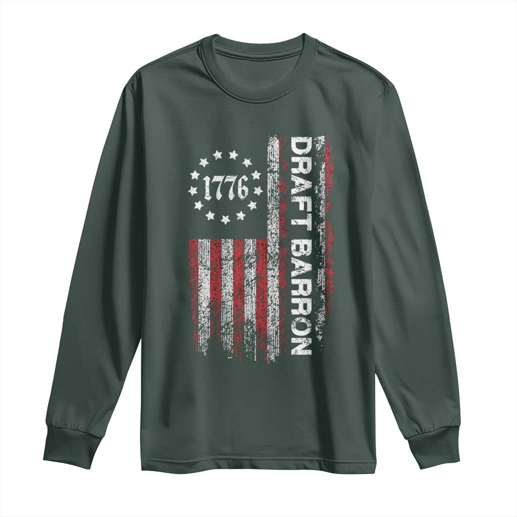 Draft Barron Long Sleeve Shirt Anti War Send Barron Viral Internet Meme TS14 Dark Forest Green Print Your Wear