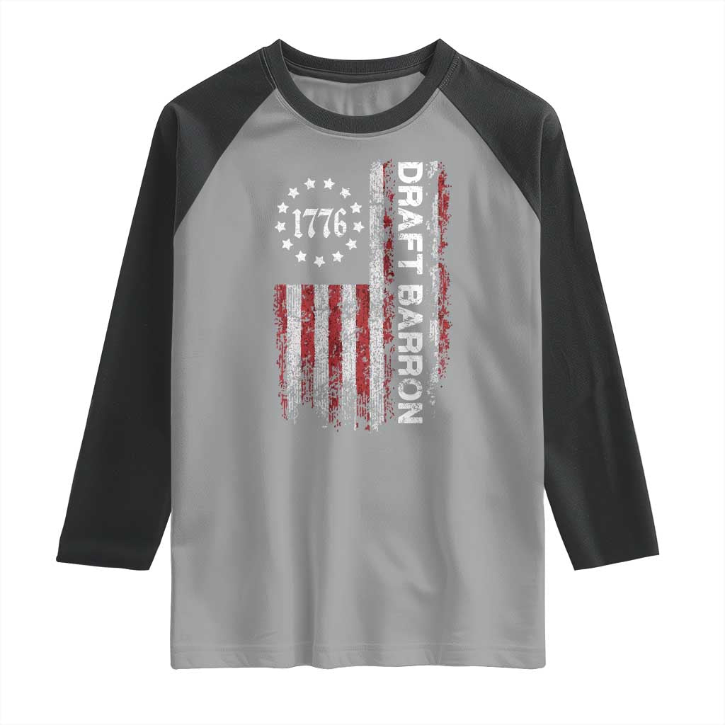 Draft Barron Raglan Shirt Anti War Send Barron Viral Internet Meme TS14 Sport Gray Black Print Your Wear