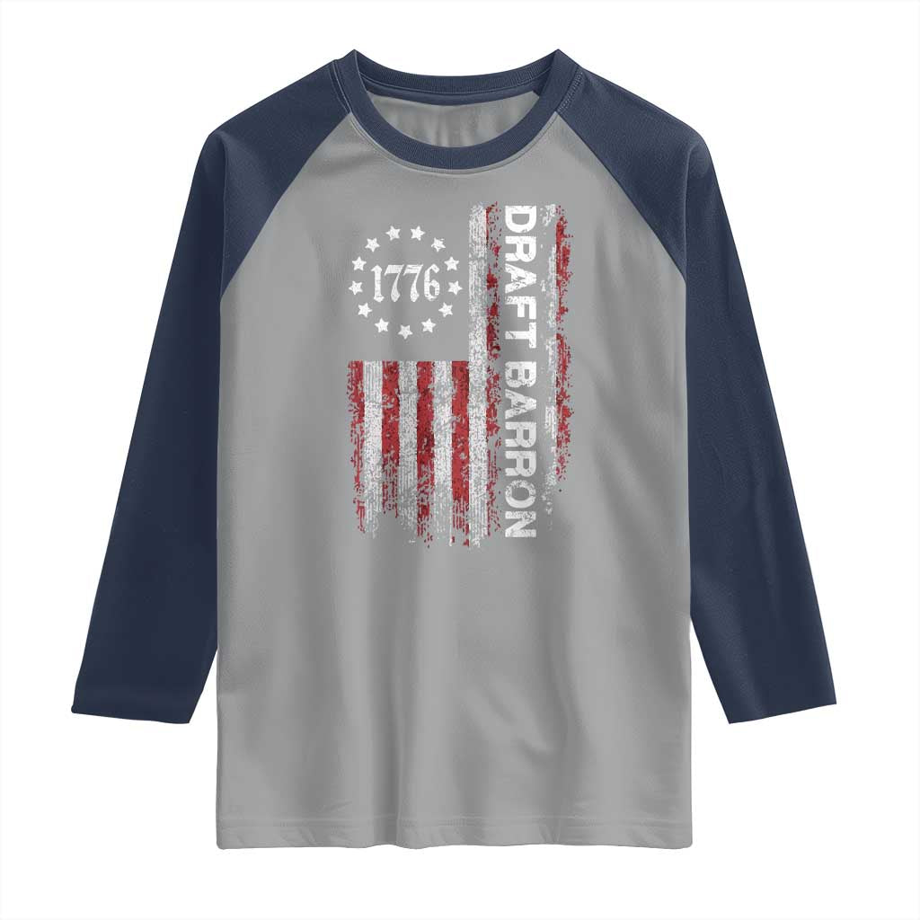 Draft Barron Raglan Shirt Anti War Send Barron Viral Internet Meme TS14 Sport Gray Navy Print Your Wear