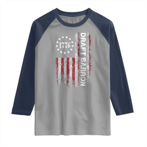 Draft Barron Raglan Shirt Anti War Send Barron Viral Internet Meme TS14 Sport Gray Navy Print Your Wear