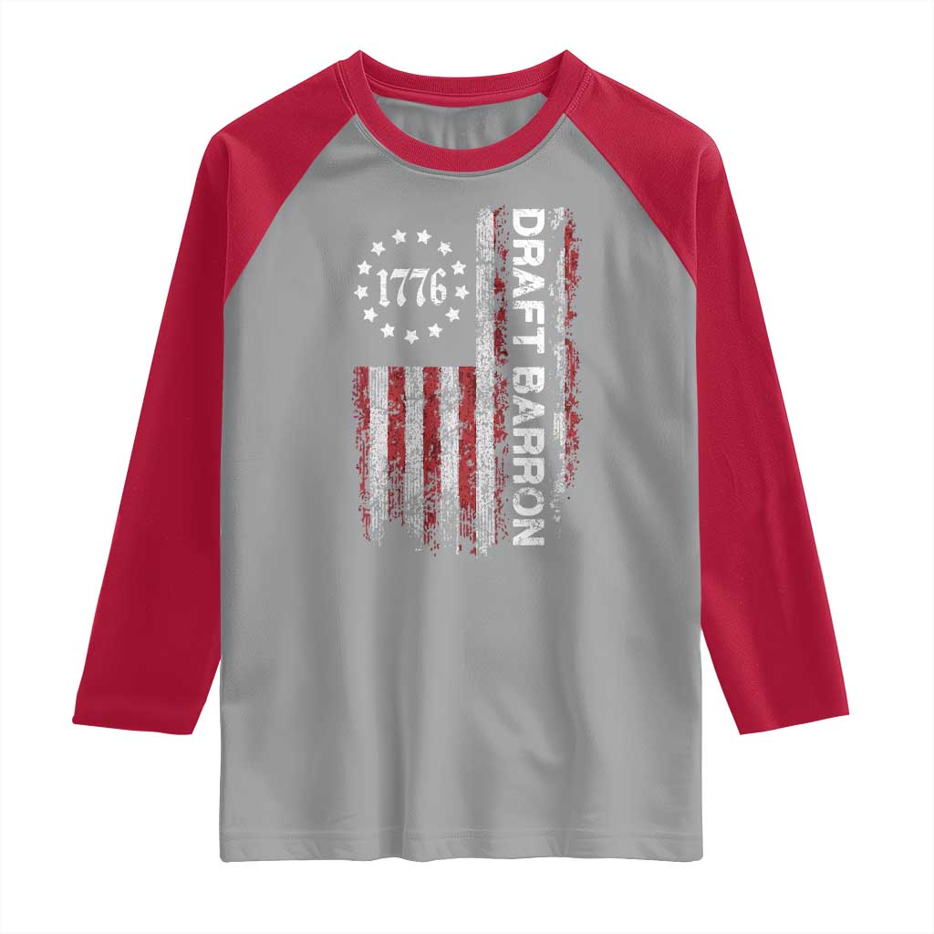 Draft Barron Raglan Shirt Anti War Send Barron Viral Internet Meme TS14 Sport Gray Red Print Your Wear