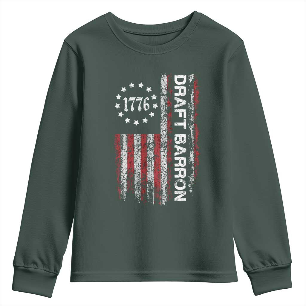 Draft Barron Youth Sweatshirt Anti War Send Barron Viral Internet Meme TS14 Dark Forest Green Print Your Wear