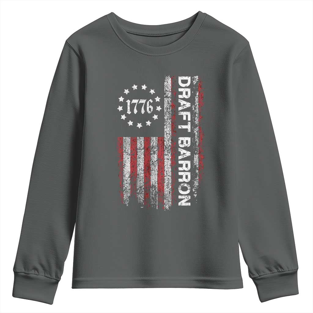 Draft Barron Youth Sweatshirt Anti War Send Barron Viral Internet Meme TS14 Dark Heather Print Your Wear