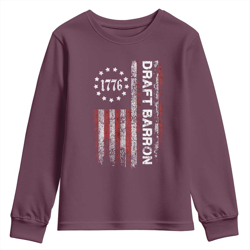 Draft Barron Youth Sweatshirt Anti War Send Barron Viral Internet Meme TS14 Maroon Print Your Wear