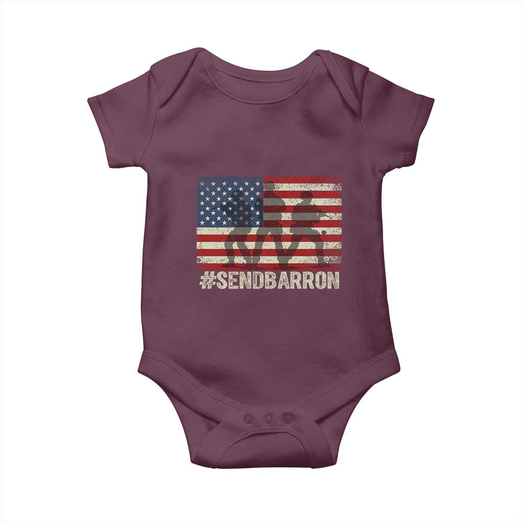 Send Barron Baby Onesie Vintage American Flag Soldier Hashtag Internet Meme TS14 Maroon Print Your Wear
