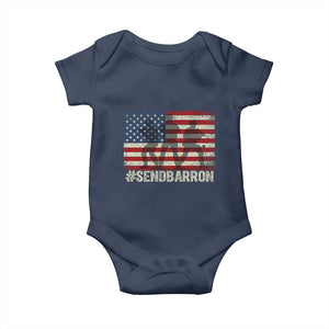 Send Barron Baby Onesie Vintage American Flag Soldier Hashtag Internet Meme TS14 Navy Print Your Wear