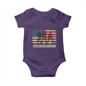 Send Barron Baby Onesie Vintage American Flag Soldier Hashtag Internet Meme TS14 Purple Print Your Wear