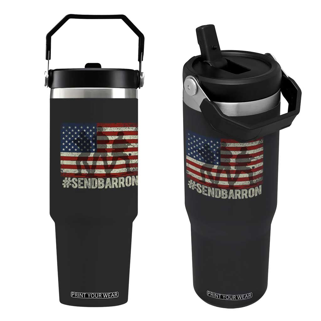 Send Barron Flip Straw Tumbler Vintage American Flag Soldier Hashtag Internet Meme TS14 One Size: 30 oz Black Print Your Wear