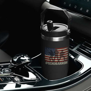 Send Barron Flip Straw Tumbler Vintage American Flag Soldier Hashtag Internet Meme TS14 Print Your Wear