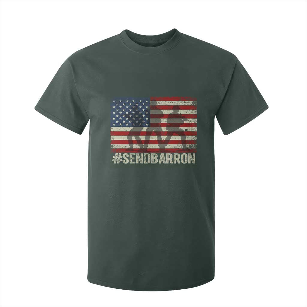 Send Barron T Shirt For Kid Vintage American Flag Soldier Hashtag Internet Meme TS14 Dark Forest Green Print Your Wear