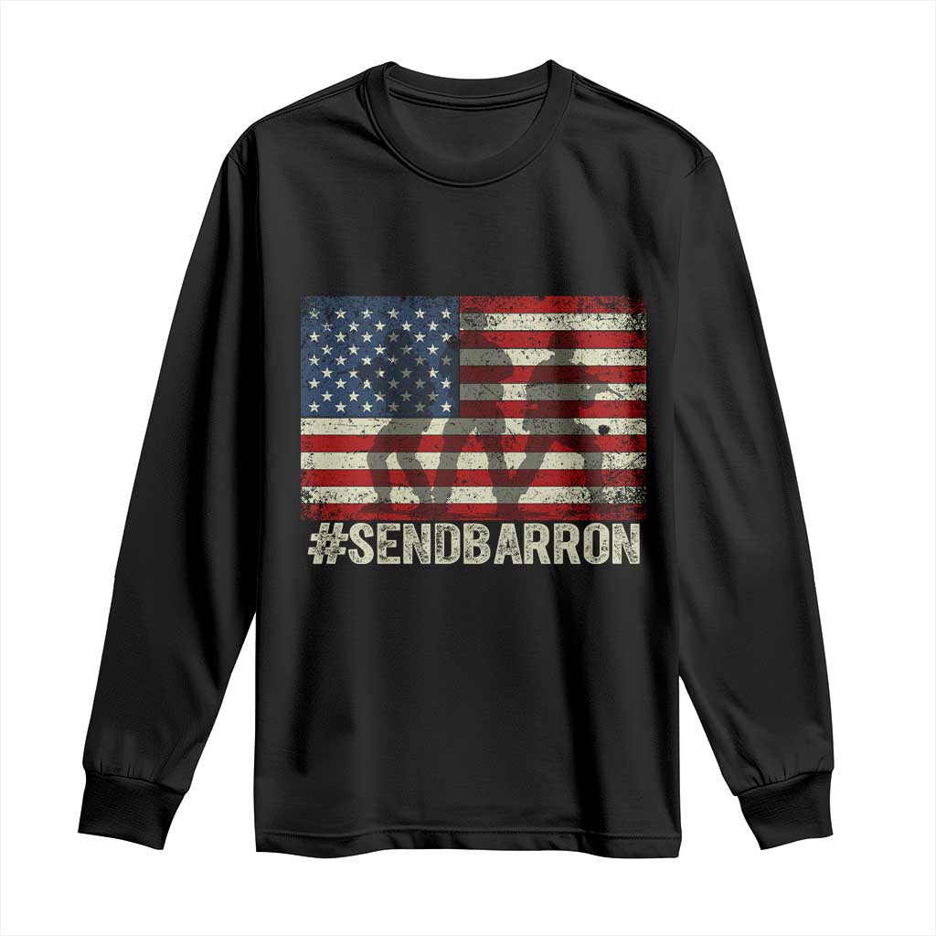 Send Barron Long Sleeve Shirt Vintage American Flag Soldier Hashtag Internet Meme TS14 Black Print Your Wear