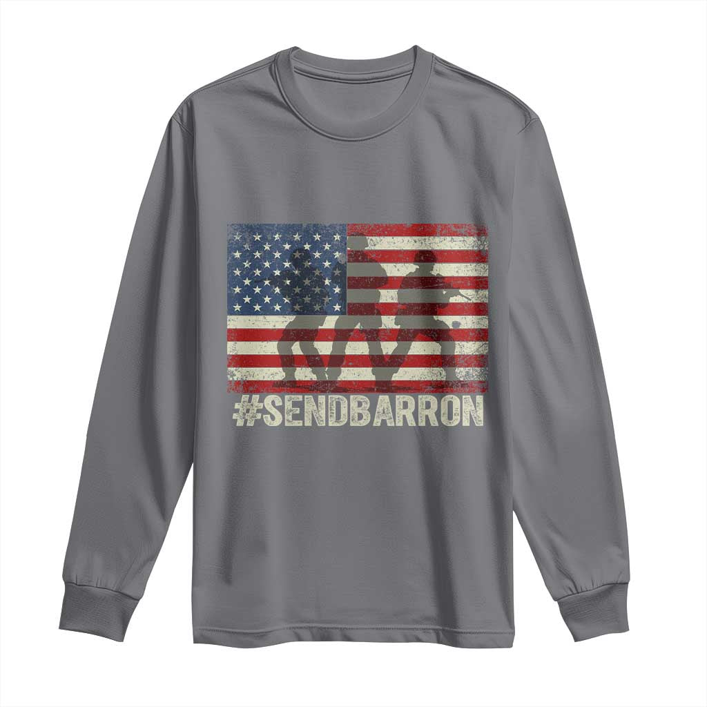 Send Barron Long Sleeve Shirt Vintage American Flag Soldier Hashtag Internet Meme TS14 Charcoal Print Your Wear