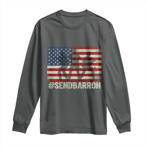 Send Barron Long Sleeve Shirt Vintage American Flag Soldier Hashtag Internet Meme TS14 Dark Heather Print Your Wear
