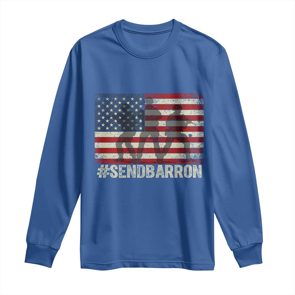 Send Barron Long Sleeve Shirt Vintage American Flag Soldier Hashtag Internet Meme TS14 Royal Blue Print Your Wear