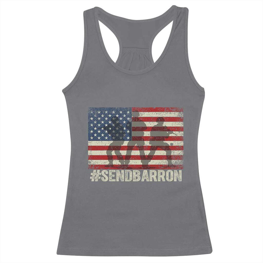 Send Barron Racerback Tank Top Vintage American Flag Soldier Hashtag Internet Meme TS14 Charcoal Print Your Wear