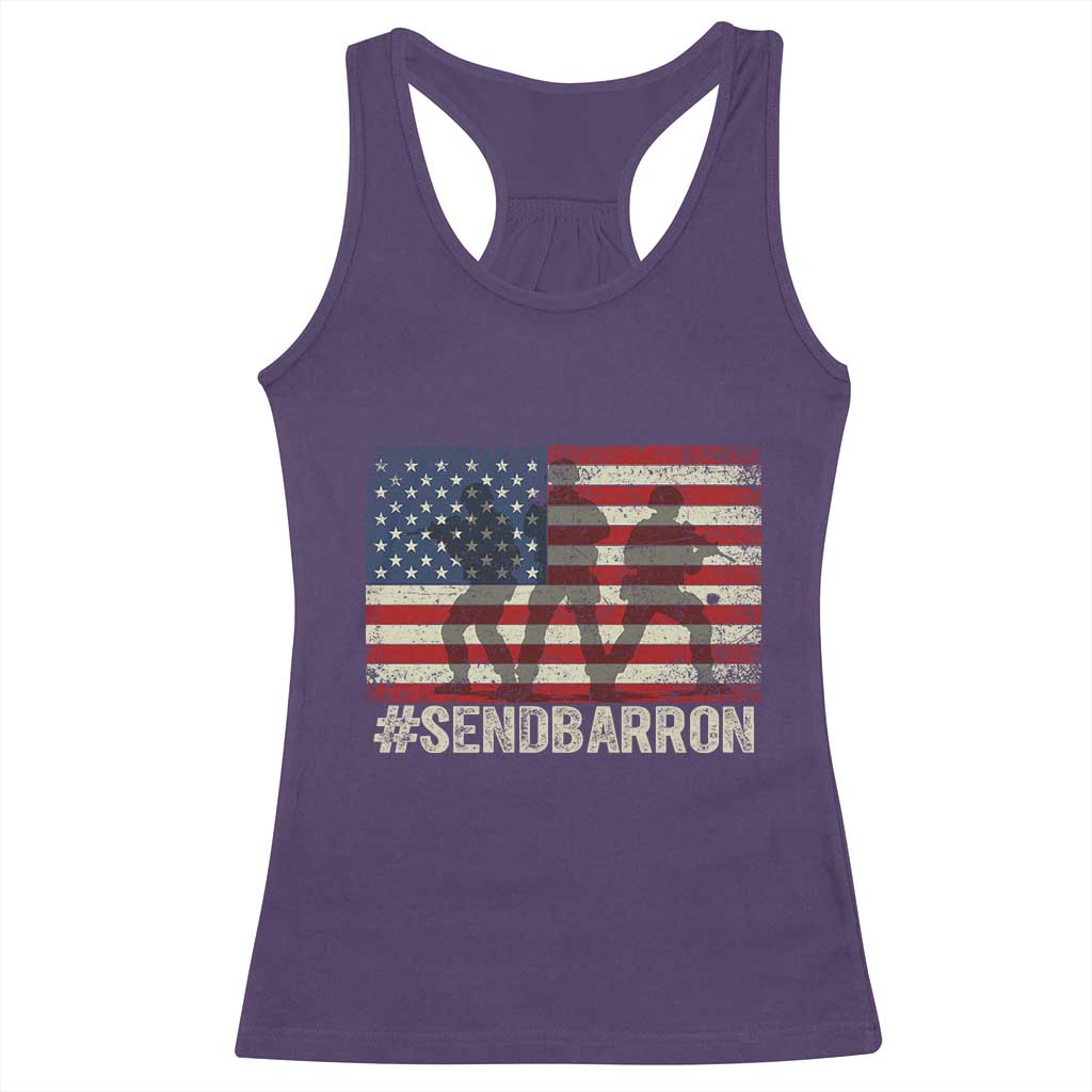 Send Barron Racerback Tank Top Vintage American Flag Soldier Hashtag Internet Meme TS14 Purple Print Your Wear