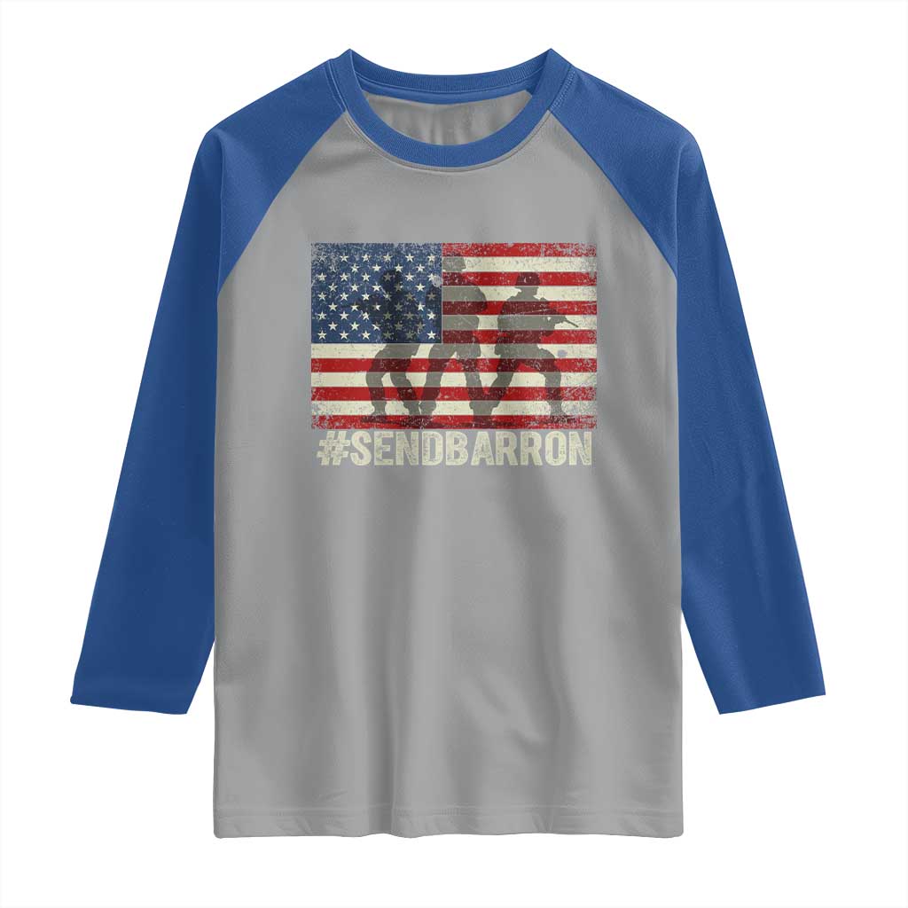 Send Barron Raglan Shirt Vintage American Flag Soldier Hashtag Internet Meme TS14 Sport Gray Royal Print Your Wear