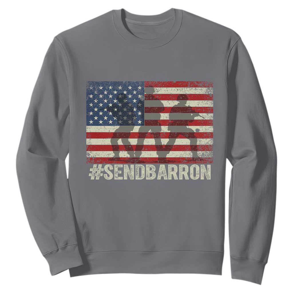 Send Barron Sweatshirt Vintage American Flag Soldier Hashtag Internet Meme TS14 Charcoal Print Your Wear