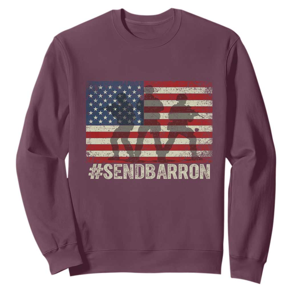Send Barron Sweatshirt Vintage American Flag Soldier Hashtag Internet Meme TS14 Maroon Print Your Wear