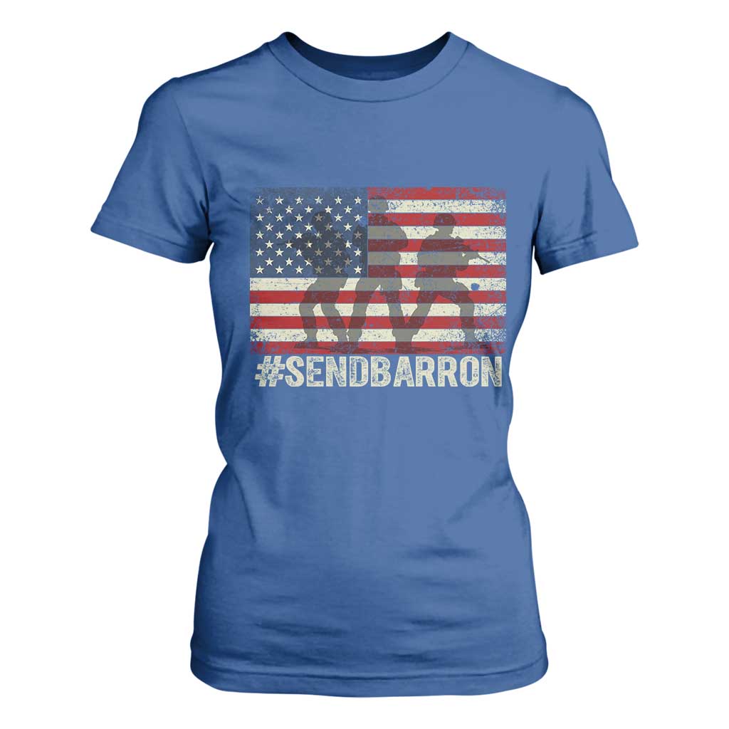 Send Barron T Shirt For Women Vintage American Flag Soldier Hashtag Internet Meme TS14 Royal Blue Print Your Wear
