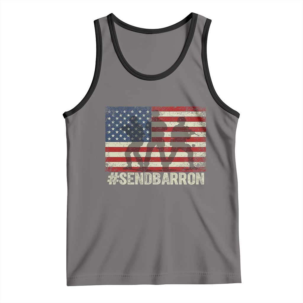 Send Barron Tank Top Vintage American Flag Soldier Hashtag Internet Meme TS14 Deep Heather Black Print Your Wear