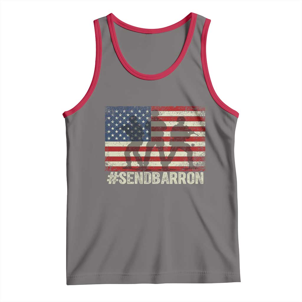 Send Barron Tank Top Vintage American Flag Soldier Hashtag Internet Meme TS14 Deep Heather Red Print Your Wear