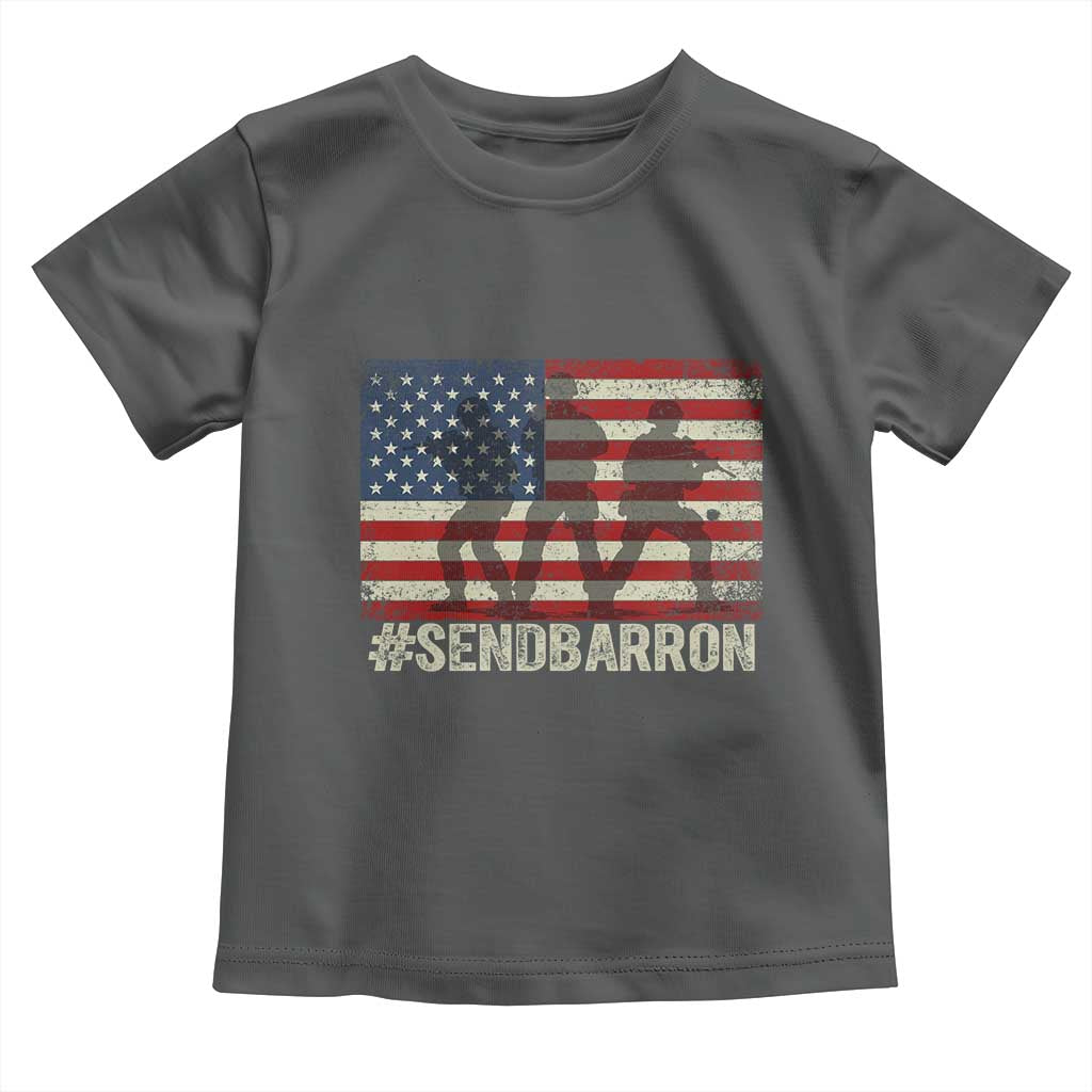 Send Barron Toddler T Shirt Vintage American Flag Soldier Hashtag Internet Meme TS14 Dark Heather Print Your Wear