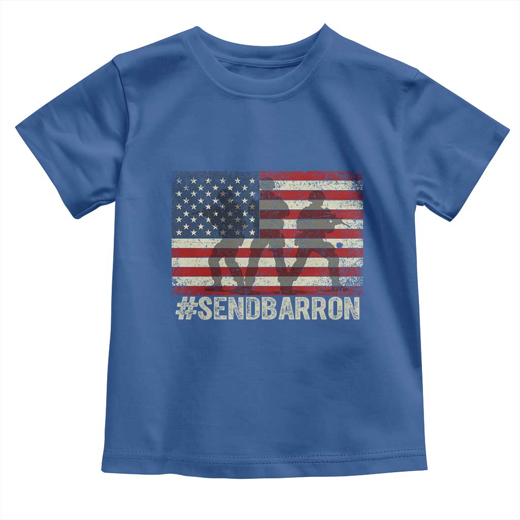 Send Barron Toddler T Shirt Vintage American Flag Soldier Hashtag Internet Meme TS14 Royal Blue Print Your Wear