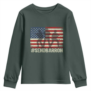 Send Barron Youth Sweatshirt Vintage American Flag Soldier Hashtag Internet Meme TS14 Dark Forest Green Print Your Wear