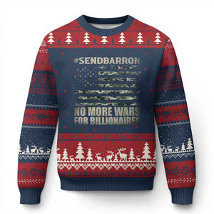 Send Barron Ugly Christmas Sweater Vintage American Flag Camo Soldier Hashtag Meme TS14 Navy Red Print Your Wear