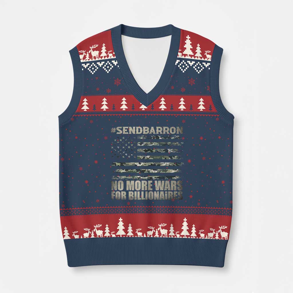Send Barron V-Neck Knit Sweater Vest Vintage American Flag Camo Soldier Hashtag Meme TS14 Navy Red Print Your Wear