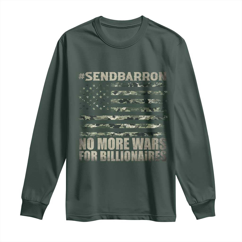 Send Barron Long Sleeve Shirt Vintage American Flag Camo Soldier Hashtag Meme TS14 Dark Forest Green Print Your Wear