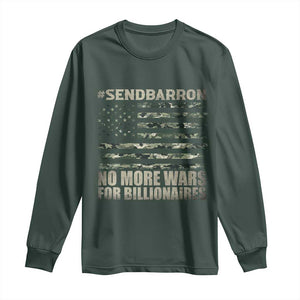 Send Barron Long Sleeve Shirt Vintage American Flag Camo Soldier Hashtag Meme TS14 Dark Forest Green Print Your Wear