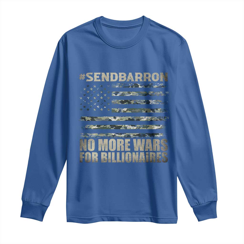 Send Barron Long Sleeve Shirt Vintage American Flag Camo Soldier Hashtag Meme TS14 Royal Blue Print Your Wear