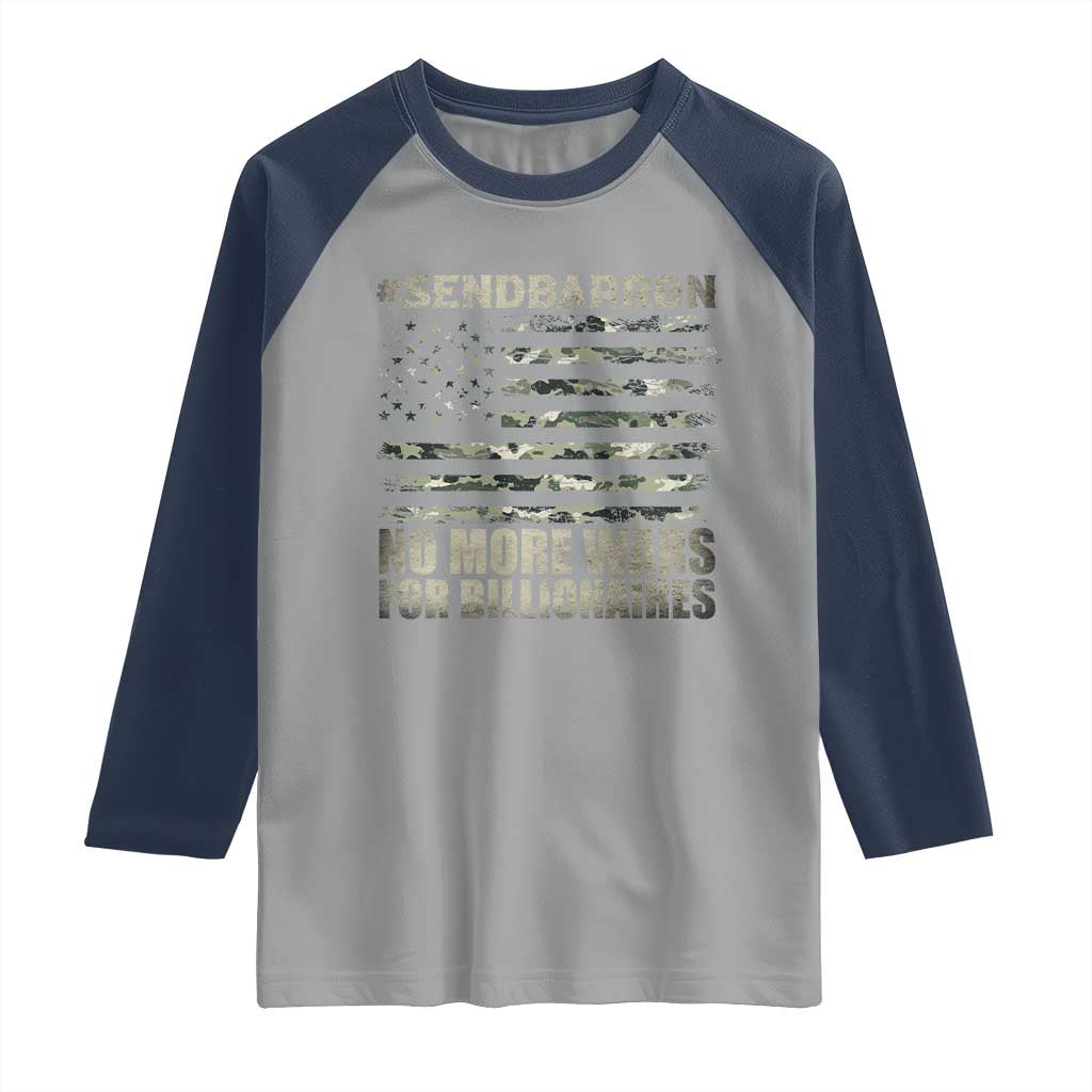 Send Barron Raglan Shirt Vintage American Flag Camo Soldier Hashtag Meme TS14 Sport Gray Navy Print Your Wear