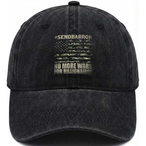 Send Barron Washed Cotton Baseball Cap Vintage American Flag Camo Soldier Hashtag Meme TS14 Washed Cap Universal Fit Black Print Your Wear