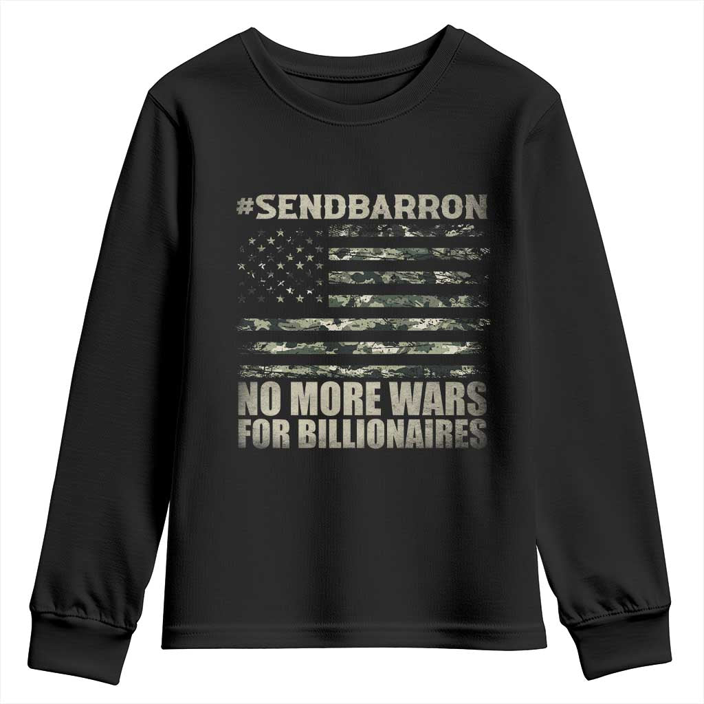 Send Barron Youth Sweatshirt Vintage American Flag Camo Soldier Hashtag Meme TS14 Black Print Your Wear