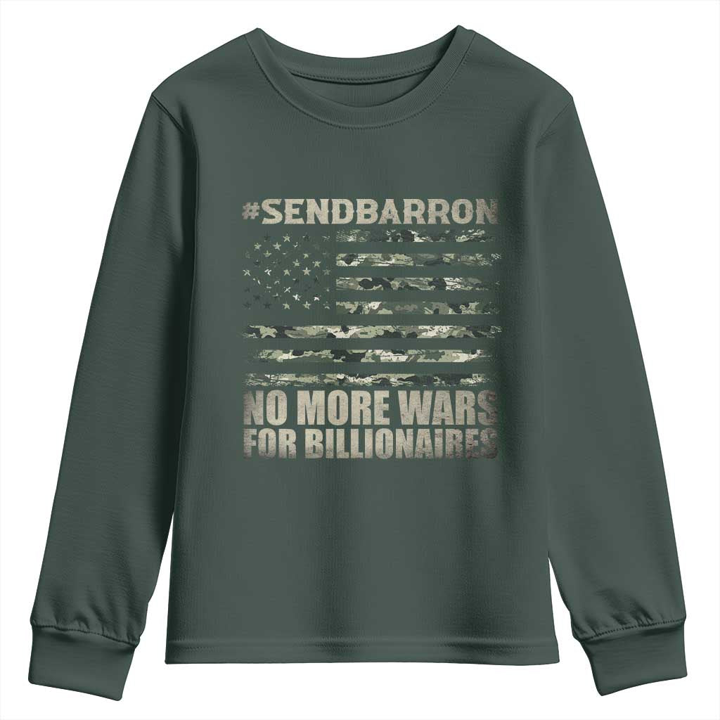 Send Barron Youth Sweatshirt Vintage American Flag Camo Soldier Hashtag Meme TS14 Dark Forest Green Print Your Wear