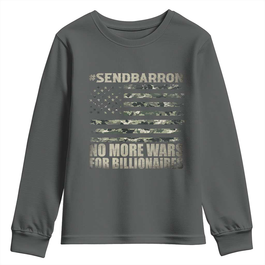Send Barron Youth Sweatshirt Vintage American Flag Camo Soldier Hashtag Meme TS14 Dark Heather Print Your Wear