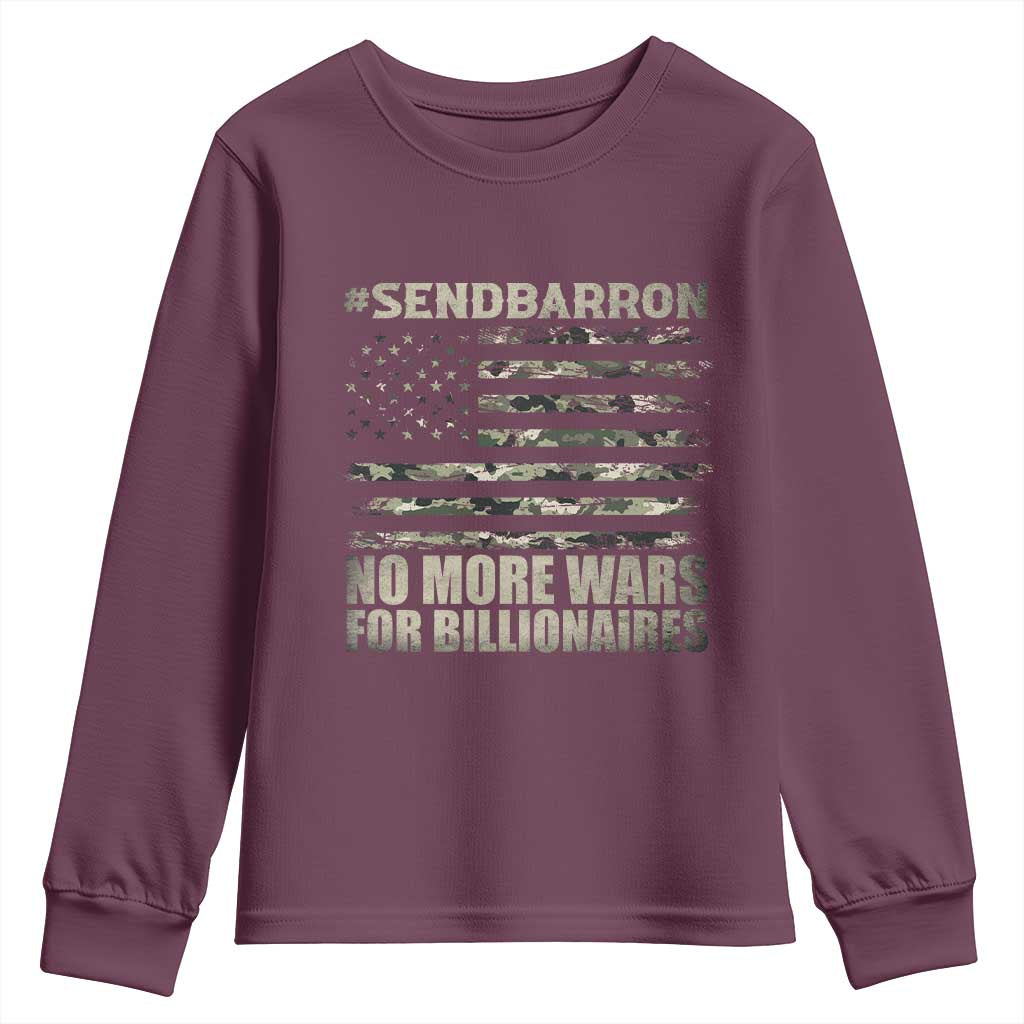 Send Barron Youth Sweatshirt Vintage American Flag Camo Soldier Hashtag Meme TS14 Maroon Print Your Wear