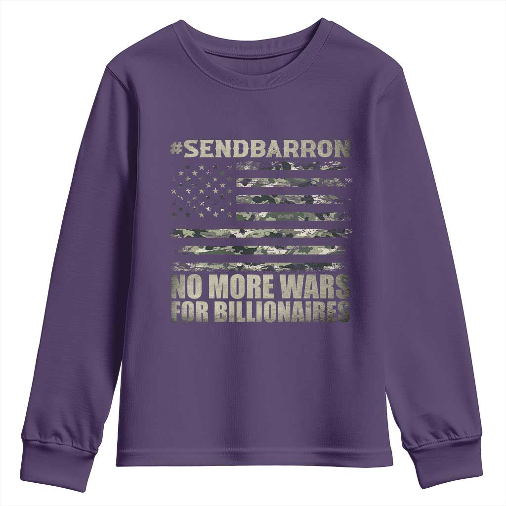 Send Barron Youth Sweatshirt Vintage American Flag Camo Soldier Hashtag Meme TS14 Purple Print Your Wear