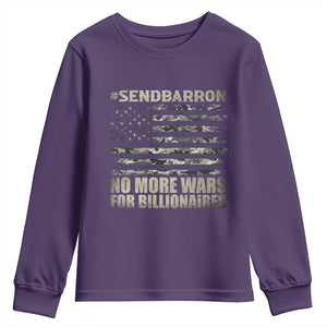 Send Barron Youth Sweatshirt Vintage American Flag Camo Soldier Hashtag Meme TS14 Purple Print Your Wear
