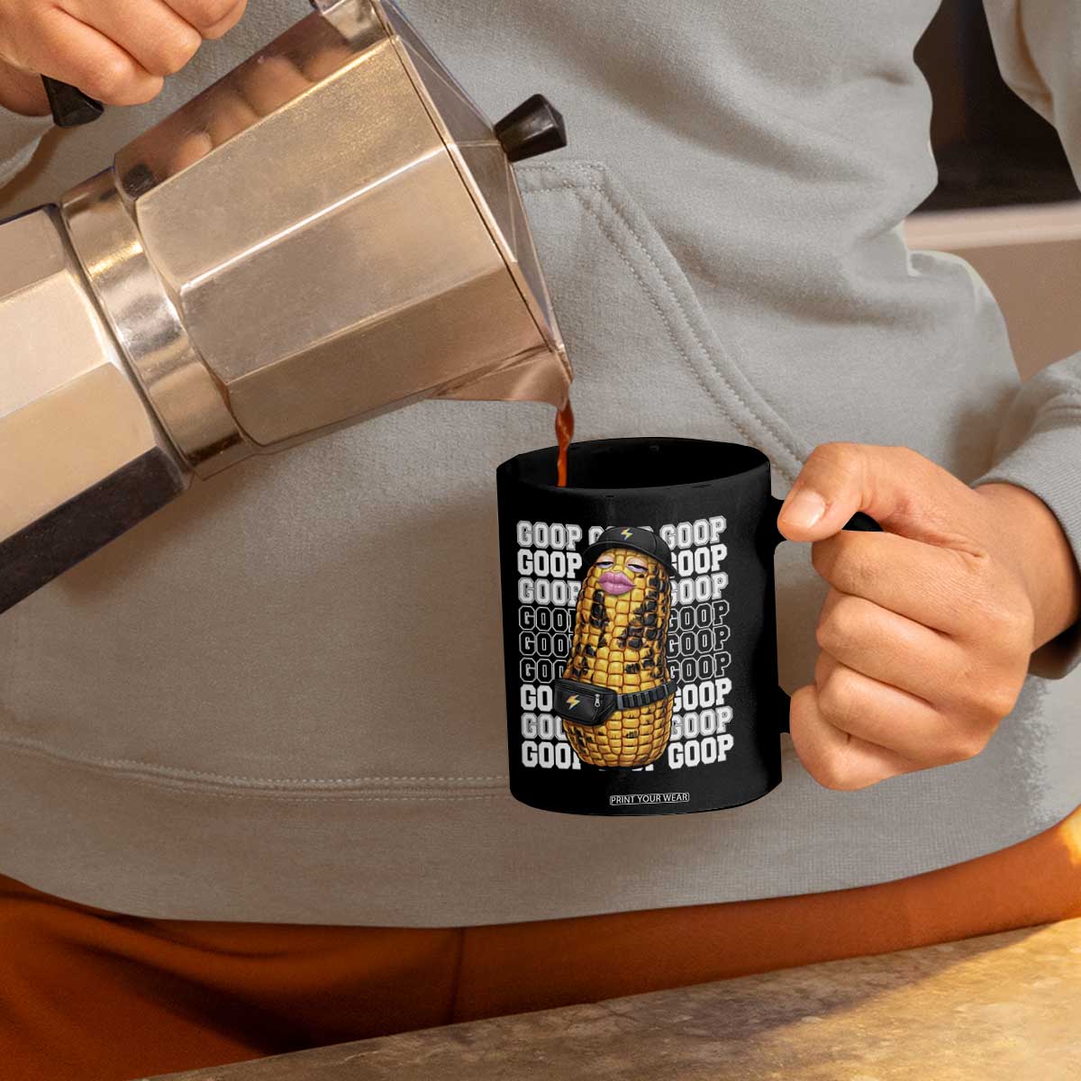 Funny Burnt Peanut Goop Coffee Mug Burnt Corn Meme Viral Humor TS14 Print Your Wear