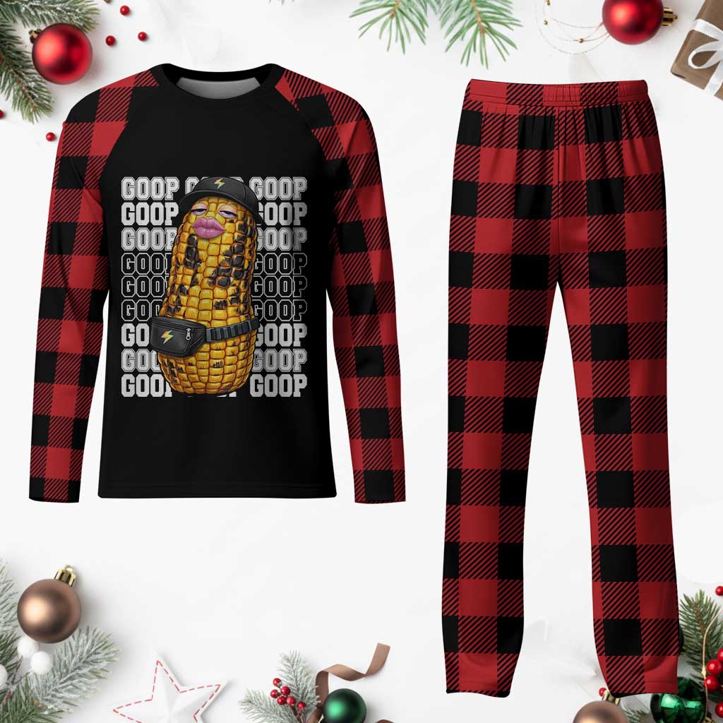 Funny Burnt Peanut Goop Plaid Pajama Set Burnt Corn Meme Viral Humor TS14 Buffalo Plaid Print Your Wear