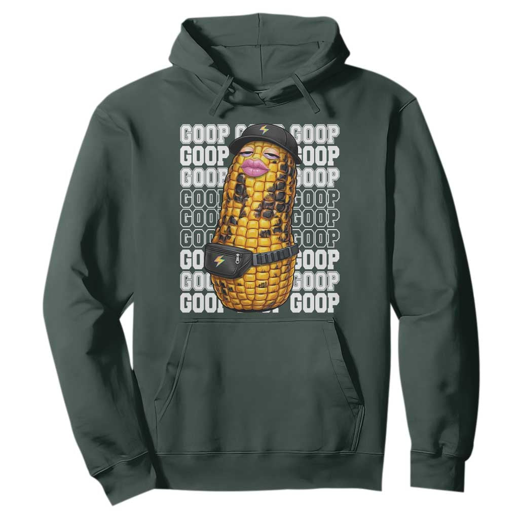 Funny Burnt Peanut Goop Hoodie Burnt Corn Meme Viral Humor TS14 Dark Forest Green Print Your Wear