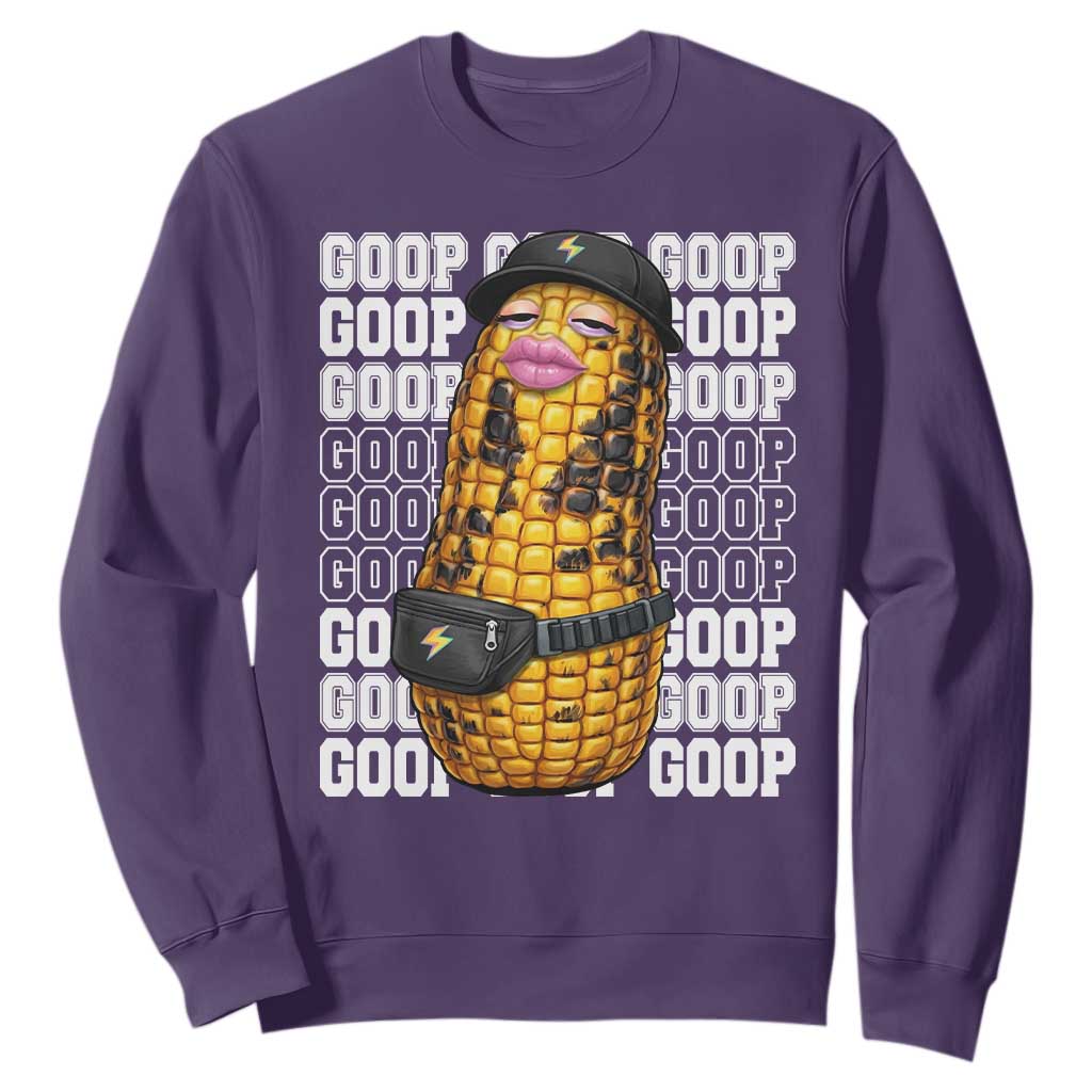 Funny Burnt Peanut Goop Sweatshirt Burnt Corn Meme Viral Humor TS14 Purple Print Your Wear