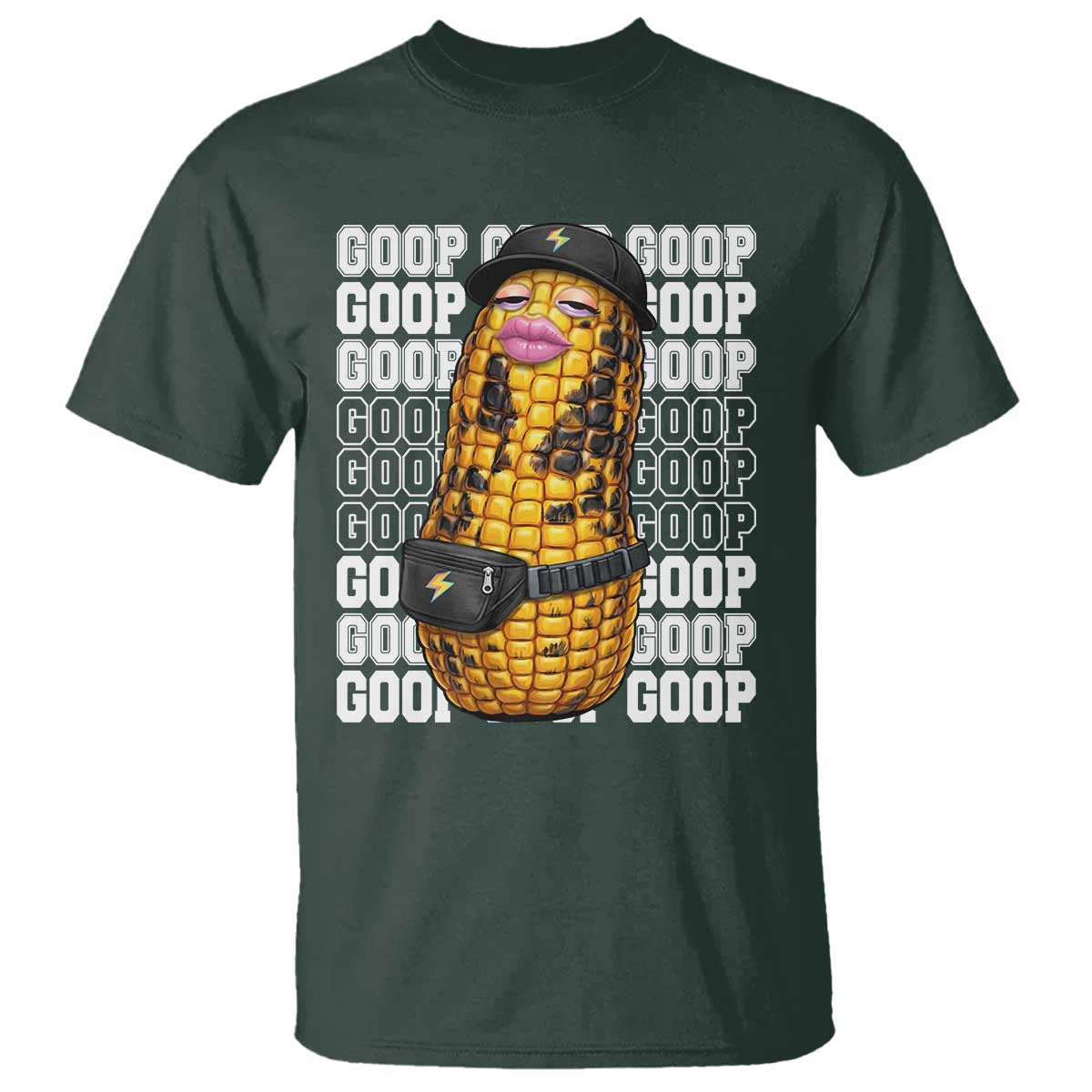 Funny Burnt Peanut Goop T Shirt Burnt Corn Meme Viral Humor TS14 Dark Forest Green Print Your Wear