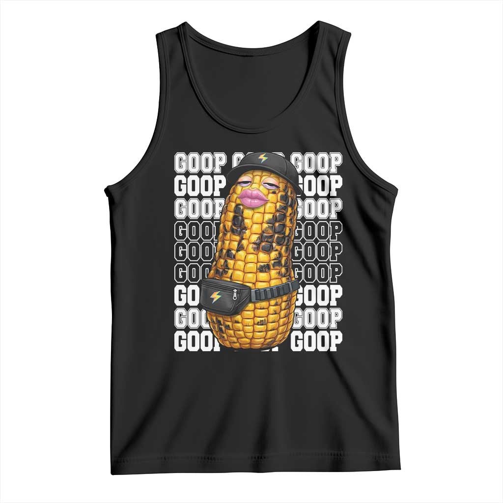 Funny Burnt Peanut Goop Tank Top Burnt Corn Meme Viral Humor TS14 Black Print Your Wear